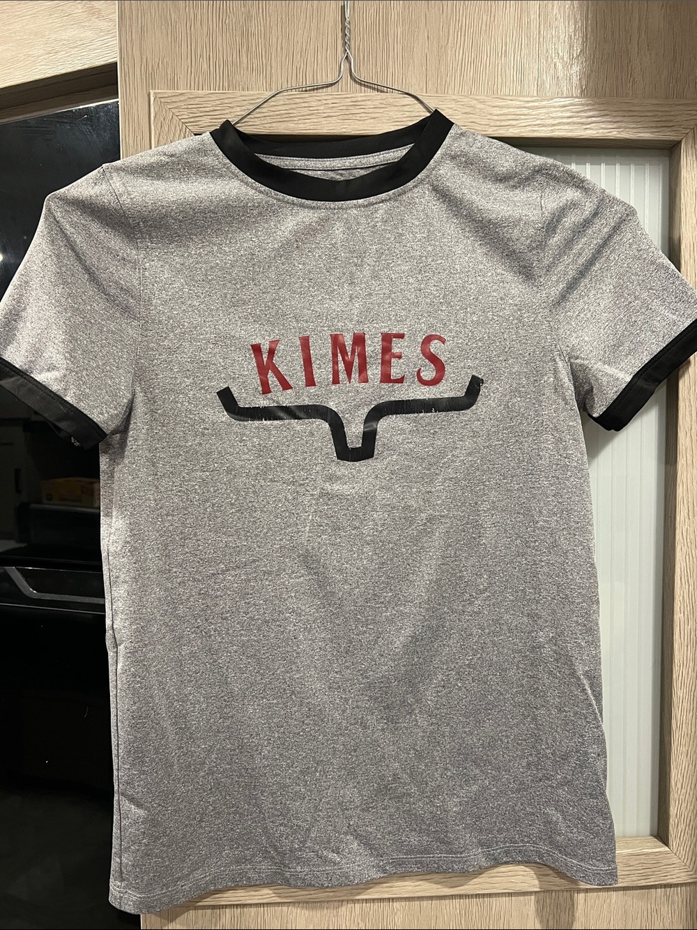 Kimes Ranch Gray Heather Tee with Black Trim